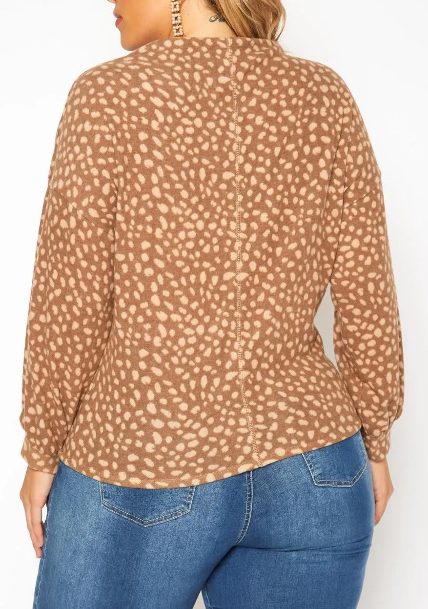 Hi Curvy Plus Size Dotted Print Wide Neck Sweater