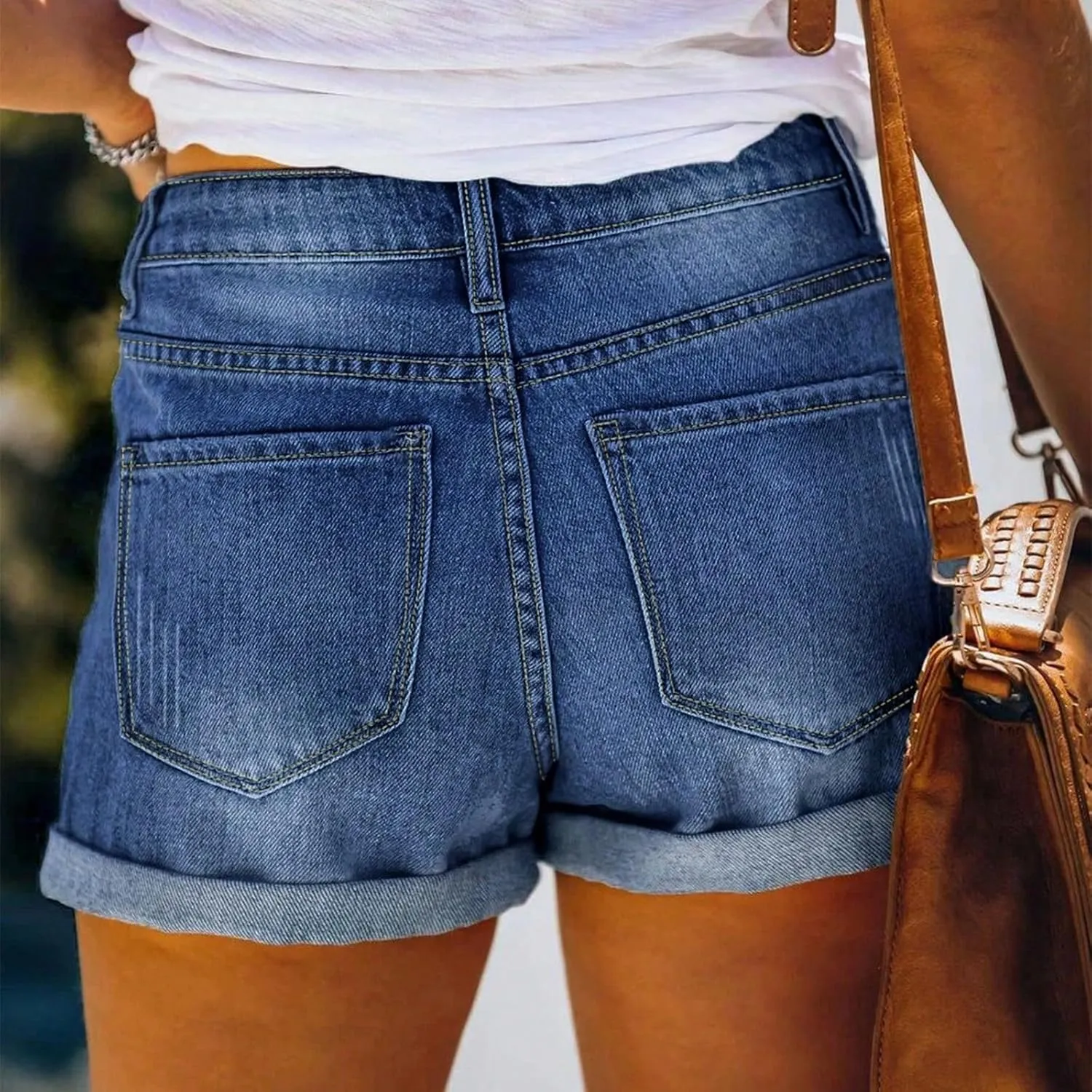 Jeans Shorts for Women High Waisted Ripped Denim Shorts Roll Up Stretchy Jeans Short Distressed Short Jean