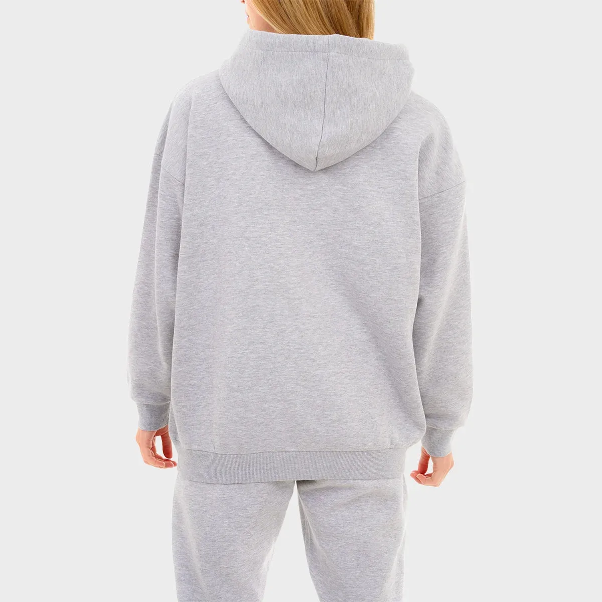Ladies Grey Oversized Zip Hoodie