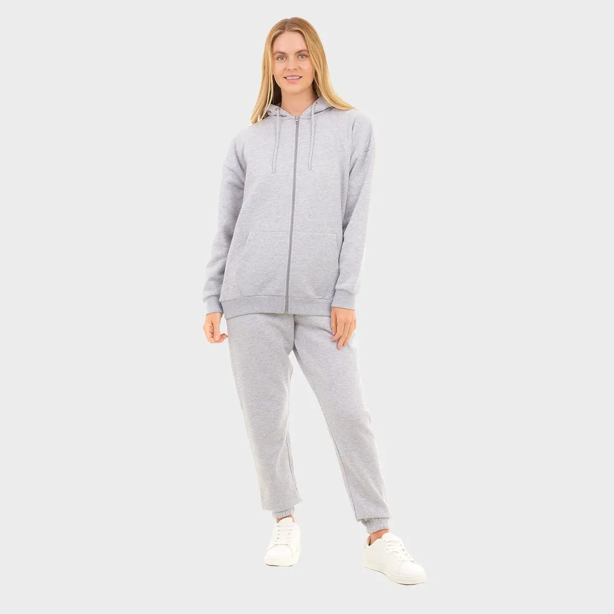 Ladies Grey Oversized Zip Hoodie