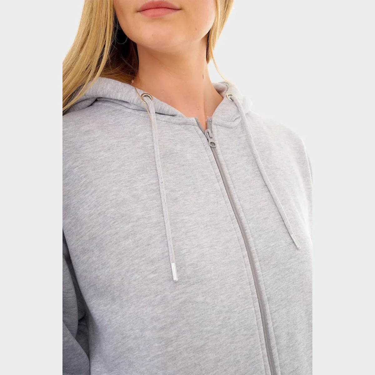 Ladies Grey Oversized Zip Hoodie