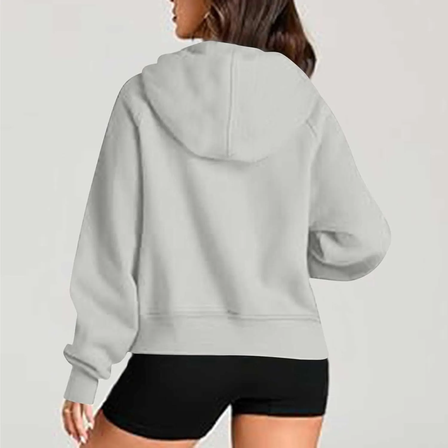 lcziwo Women Oversized Sweatshirts Trendy Fleece Half Zip Cropped Hoodies Long Sleeve Comfy Pullover Teen Girls Clothes Fall