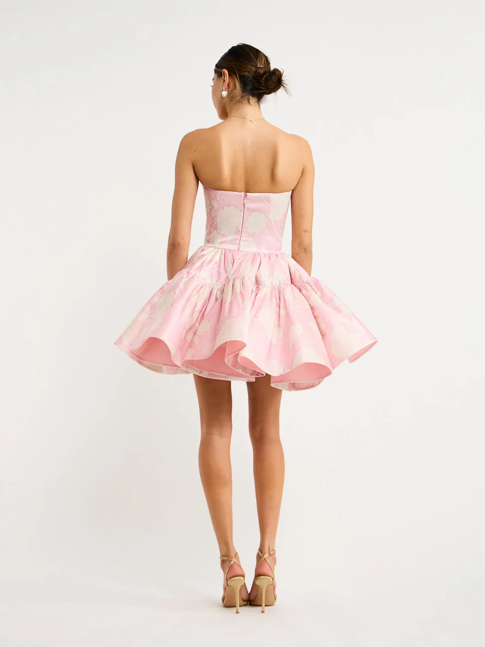 Leo Lin Skye Bustier Mini Dress in Anemone Print in Violet