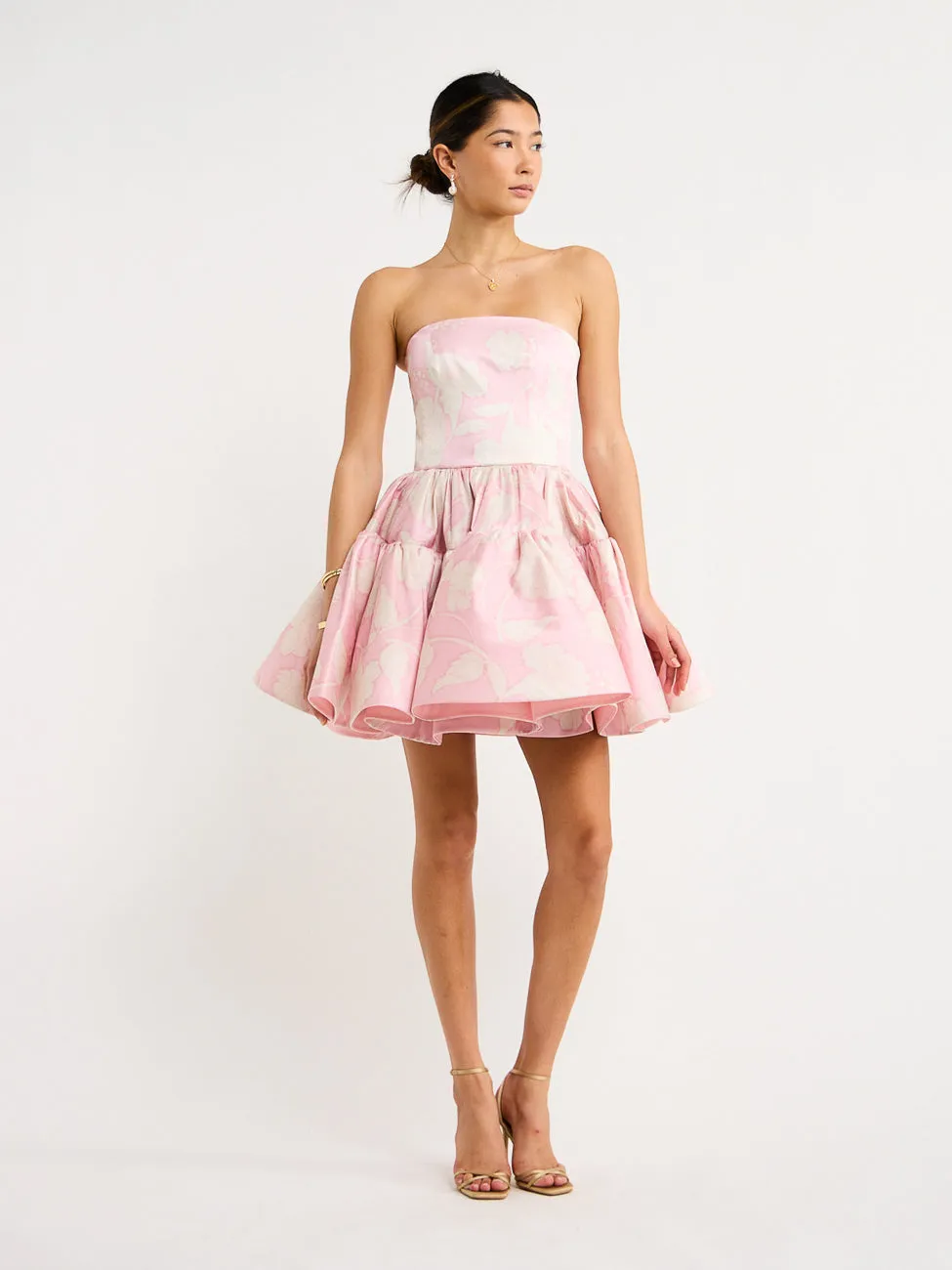 Leo Lin Skye Bustier Mini Dress in Anemone Print in Violet