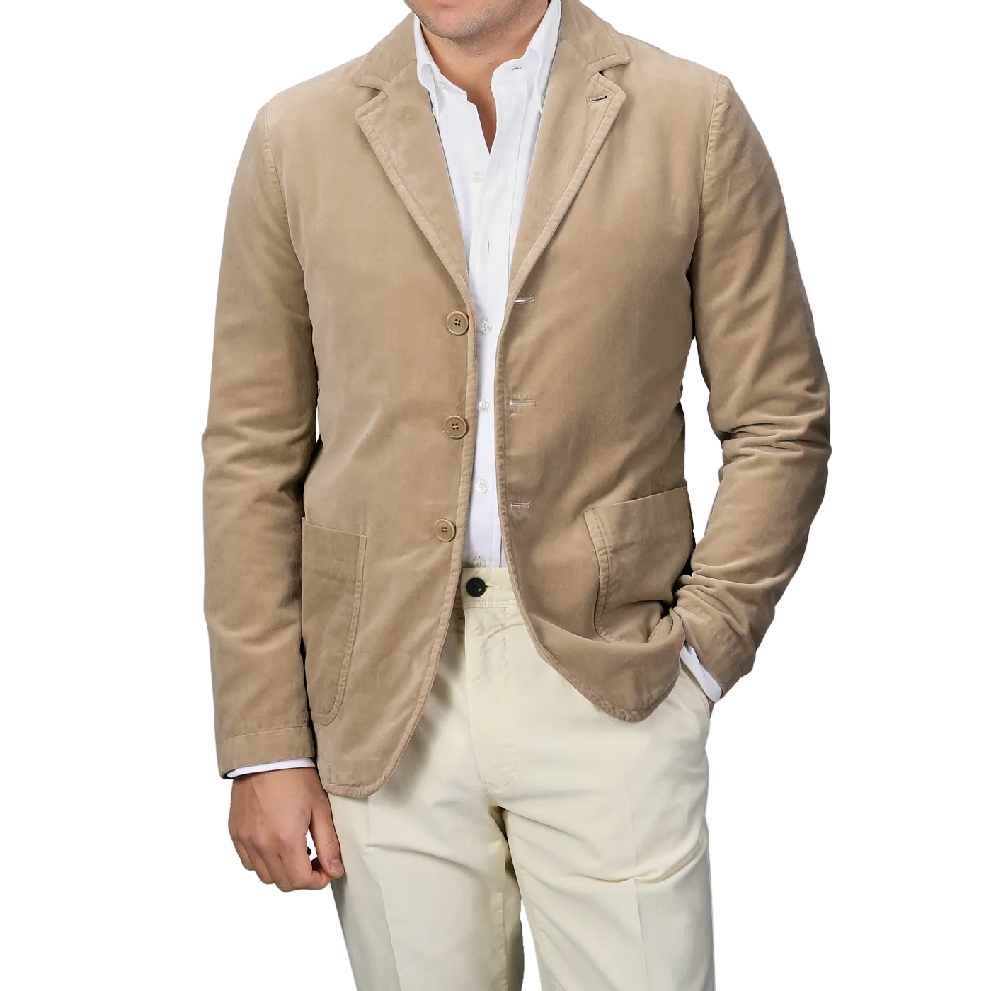 Light Beige Cotton Velvet Isaac Blazer