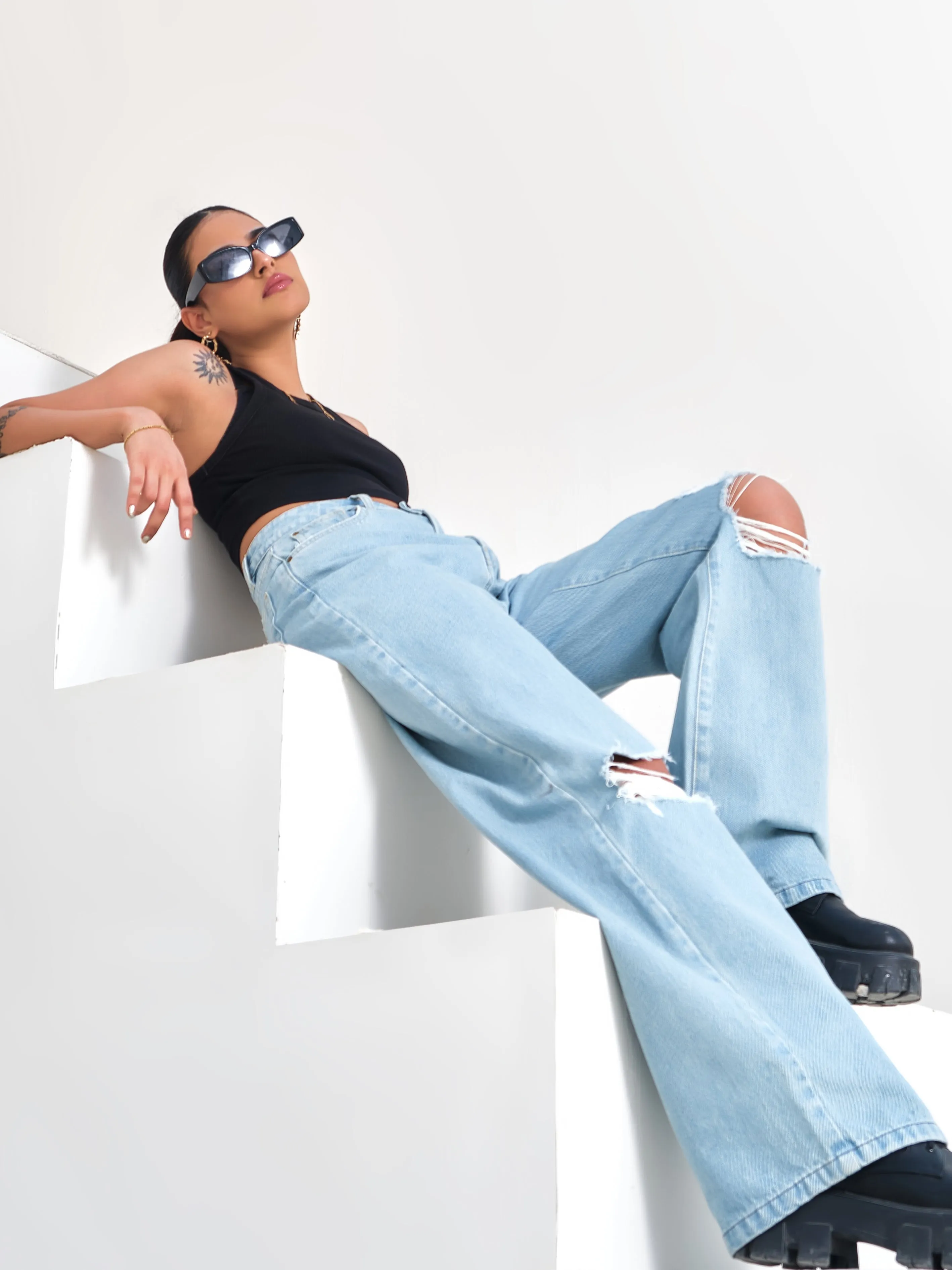 Light Blue Wide-leg Jeans