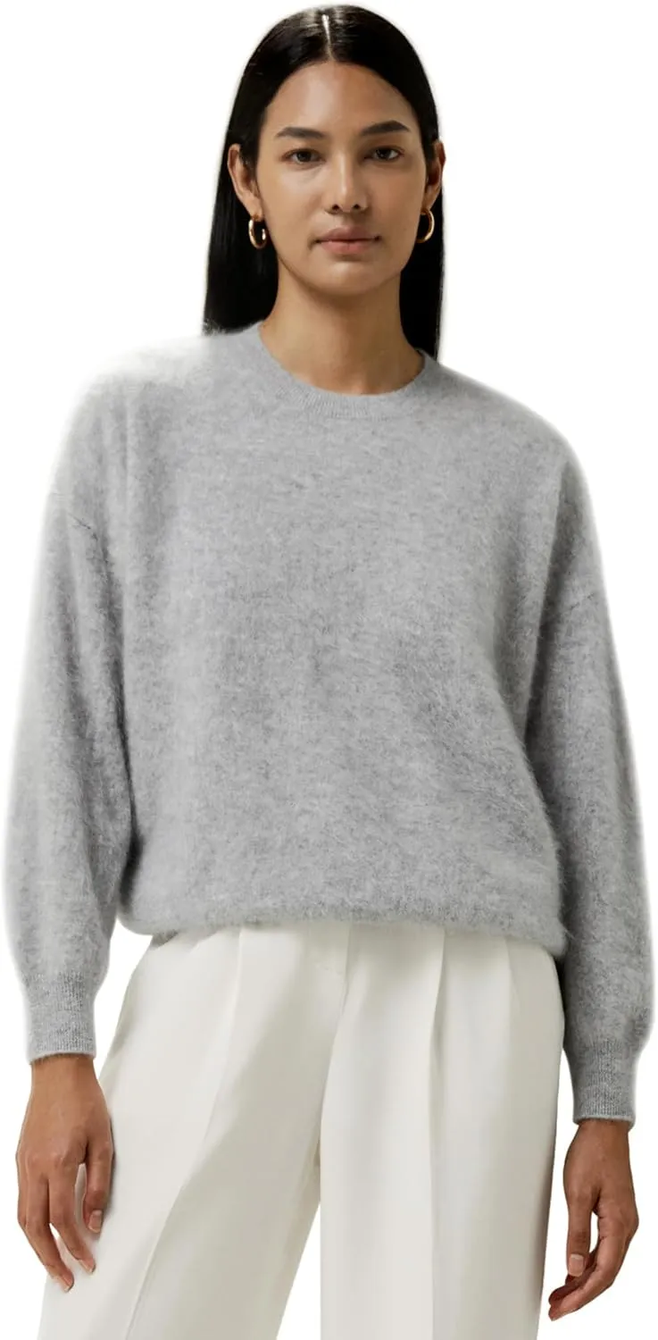 LilySilk 100% Cashmere Sweater for Women Casual Round Neck Loose Fit Drop Shoulder Relaxed Fit Pullover for Winter