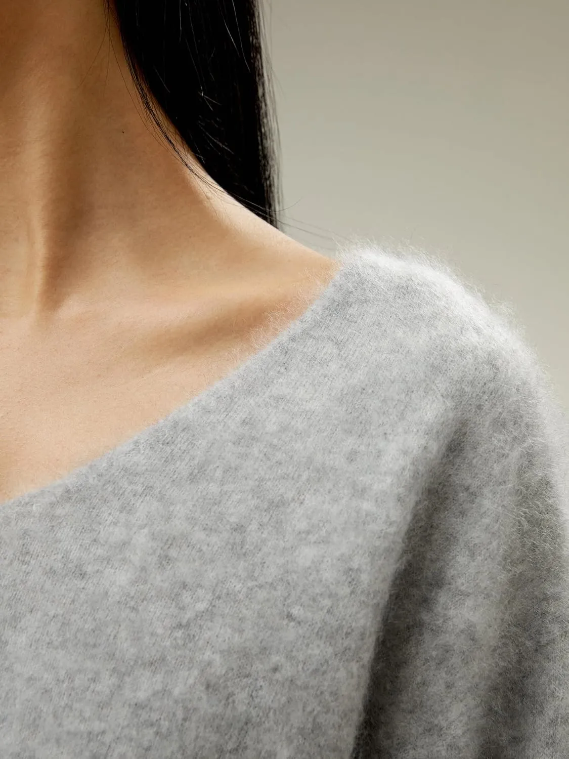 LilySilk Cropped V-Neck 100% Cashmere Sweater for Women Cinched Waist Warm Pullover for Fall Winter