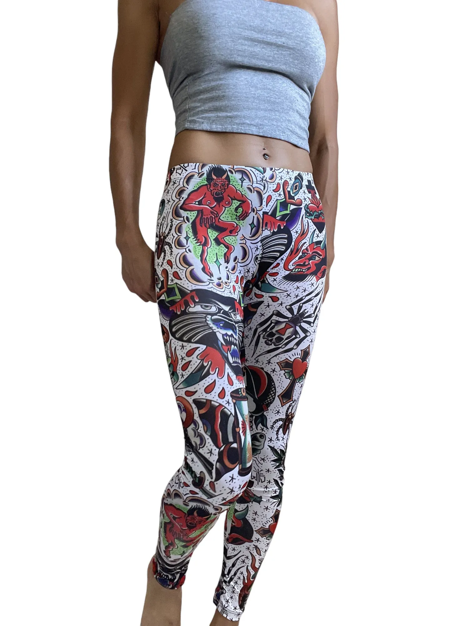 Liquorbrand Crazy Americana Flash Tattoo Print Leggings