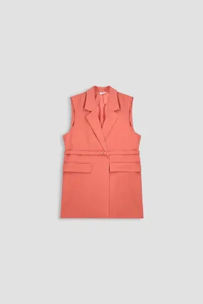 Long Vest Coat For Women - PINK
