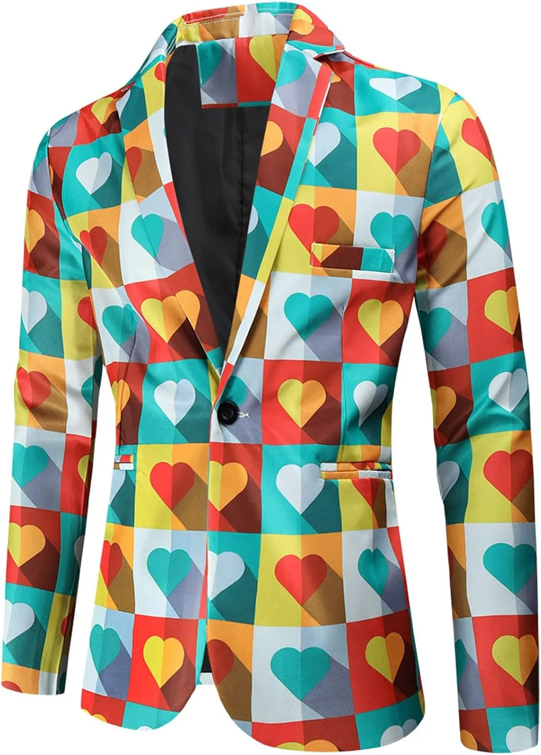Mens 2 Piece Slim Fit Suit Set, Printed One Button Blazer Jacket Pants Dress Business Wedding Party Jacket Pant Sets
