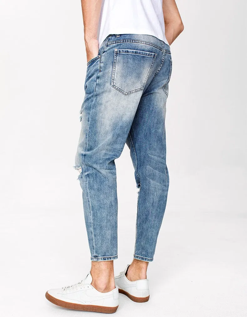 Men's Autumn Cotton Ripped Slim Fit Jeans