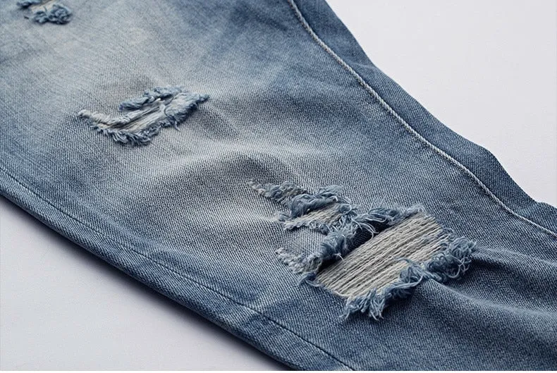 Men's Autumn Cotton Ripped Slim Fit Jeans