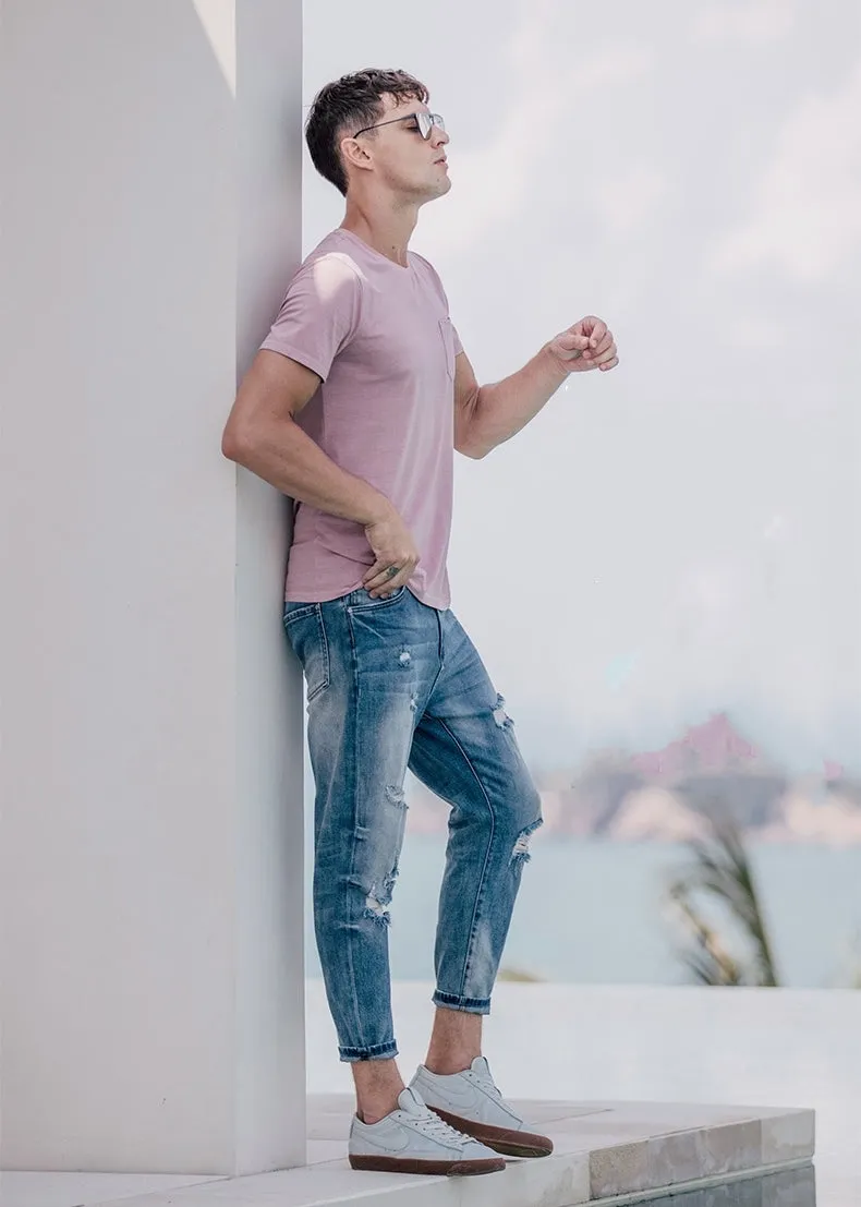 Men's Autumn Cotton Ripped Slim Fit Jeans