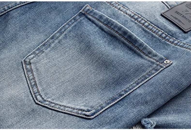 Men's Autumn Cotton Ripped Slim Fit Jeans