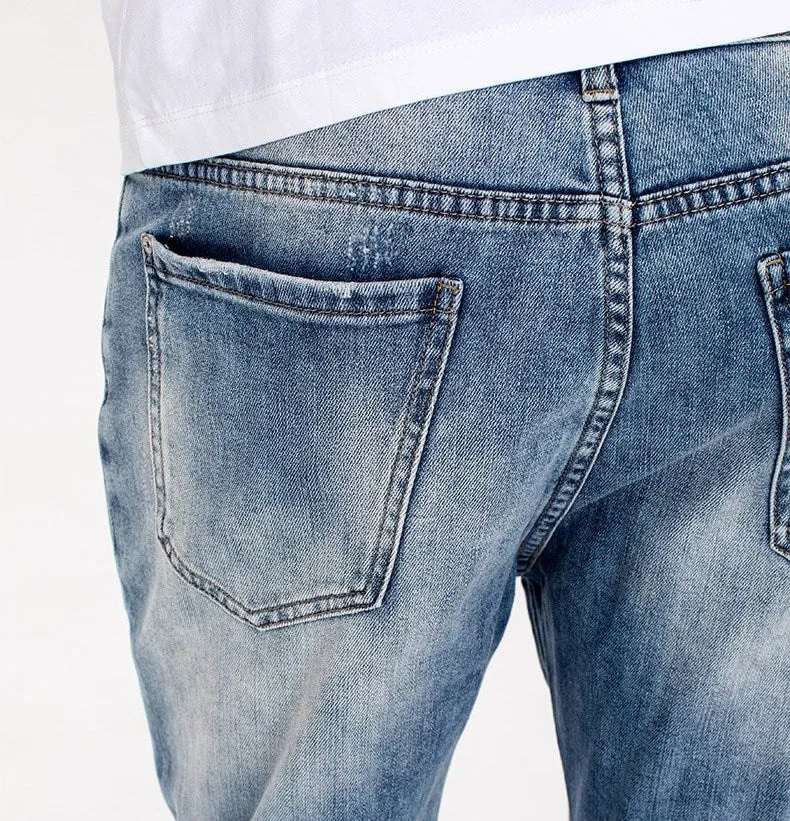 Men's Autumn Cotton Ripped Slim Fit Jeans