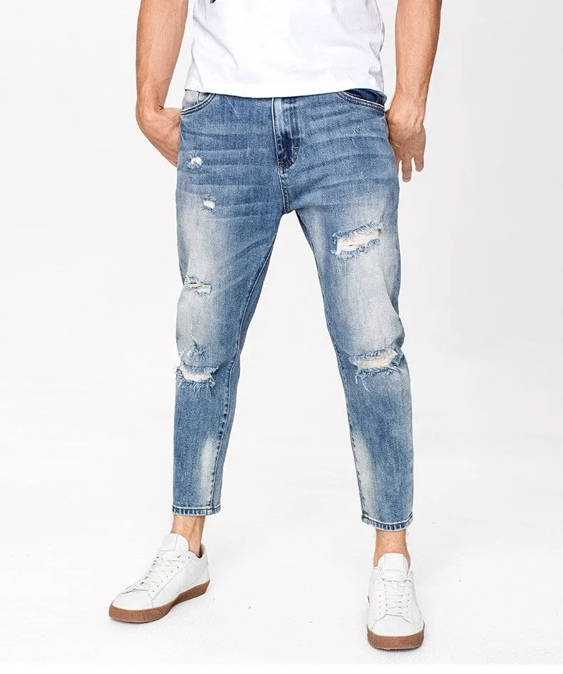 Men's Autumn Cotton Ripped Slim Fit Jeans
