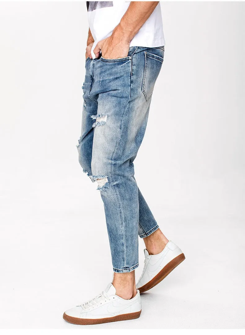 Men's Autumn Cotton Ripped Slim Fit Jeans