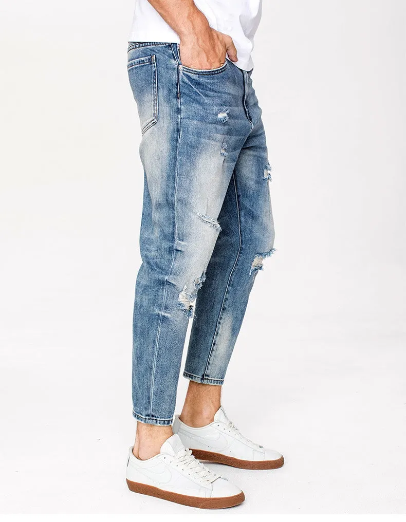 Men's Autumn Cotton Ripped Slim Fit Jeans