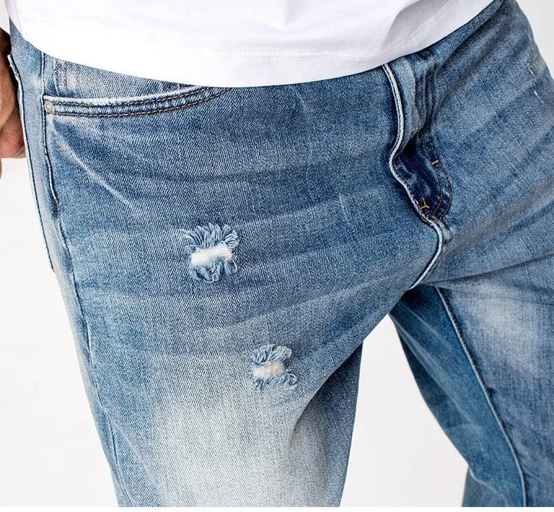 Men's Autumn Cotton Ripped Slim Fit Jeans