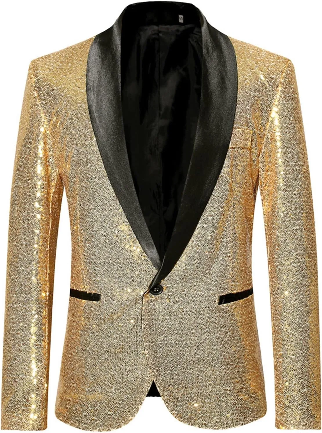 Mens Sequin Blazers Slim Fit Shiny Gold Silver Dress Suit Jacket Tuxedo Sport Coats for Prom Party Dinner