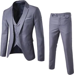 Men’s Suit 2-Piece Blazer Dress Business Tuxedo Slim Fit One Button Coat Jacket & Pants Set for Wedding Party