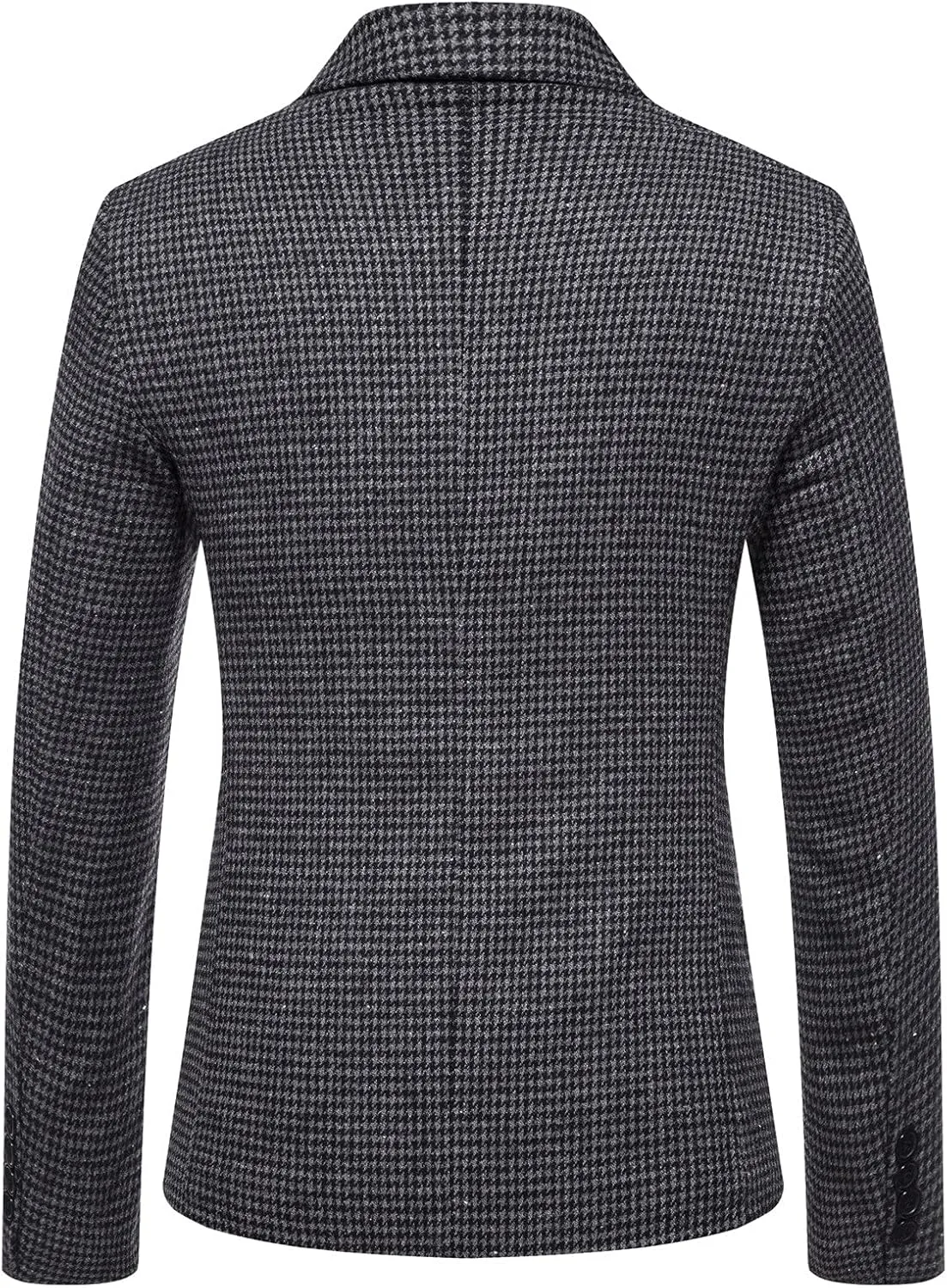 Mens Tuxedo Wool Blend Blazer Jacket Houndstooth Suit Blazer Notch Lapel One Button Slim Fit Blazer Jacket Sport Coat
