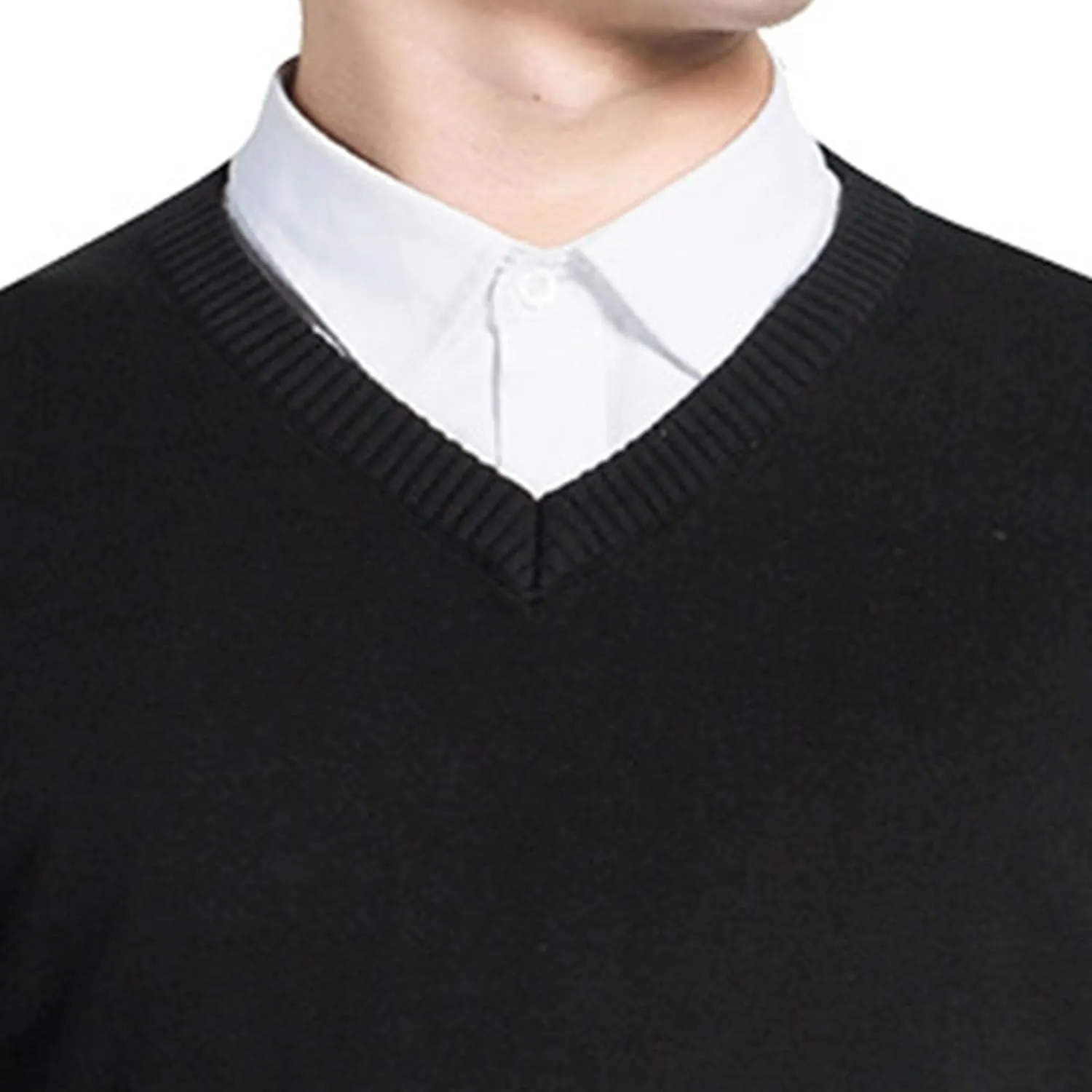 Men's V Neck Pullover Sweaters Long Sleeve Slim Fit Fashion Sweater Lightweight Classic Business Knitwear