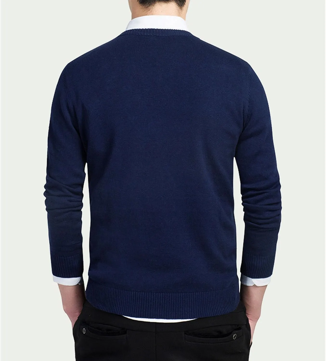 Men's V Neck Pullover Sweaters Long Sleeve Slim Fit Fashion Sweater Lightweight Classic Business Knitwear