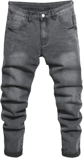 Mens Womens Lightweight Slim Fit Stretch Ripped Jeans Summer Spring Distressed Destroyed Denim Pan Skinny Jeans