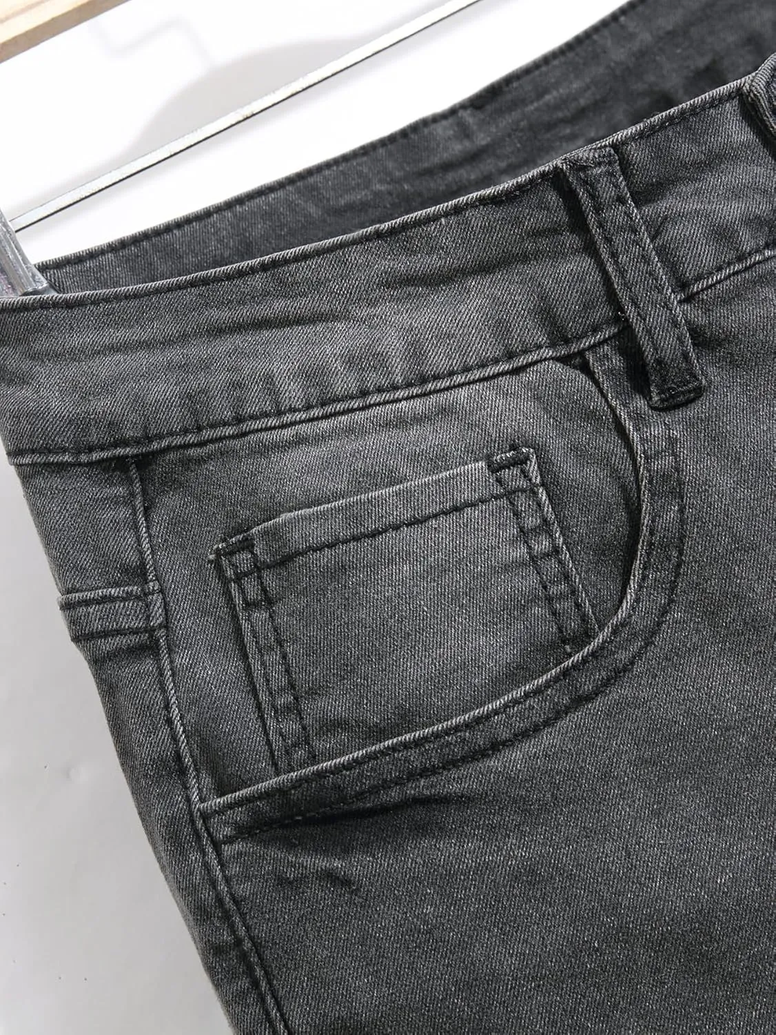 Mens Womens Lightweight Slim Fit Stretch Ripped Jeans Summer Spring Distressed Destroyed Denim Pan Skinny Jeans