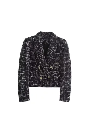 'Mila' Minimalist Textured Double-Breasted Blazer