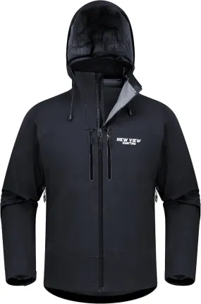 NEW VIEW Men's Lightweight Rain Jacket Waterproof with Hood, Storm Shell Stretch Rain Coat for Tri Weather Hiking,Travel,Golf