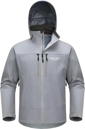 NEW VIEW Men's Lightweight Rain Jacket Waterproof with Hood, Storm Shell Stretch Rain Coat for Tri Weather Hiking,Travel,Golf
