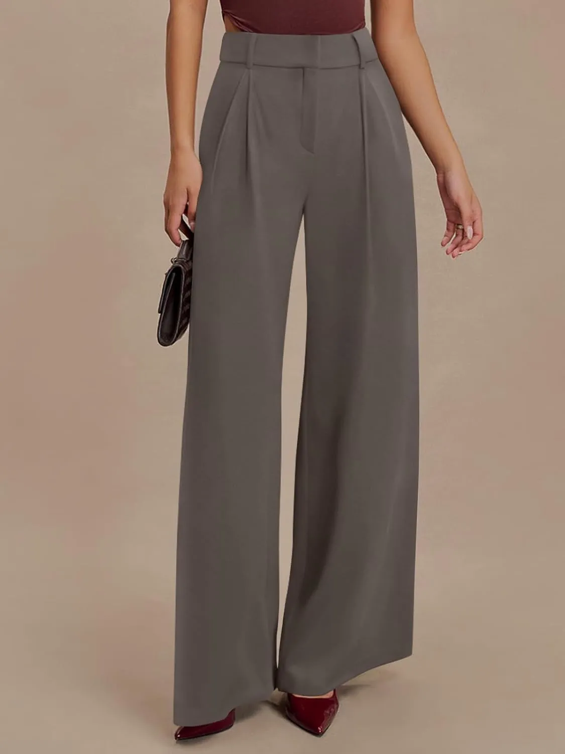 NIMIN High Waisted Dressy Pants for Women Straight Leg Business Casual Work Trousers Office Slacks with Pockets