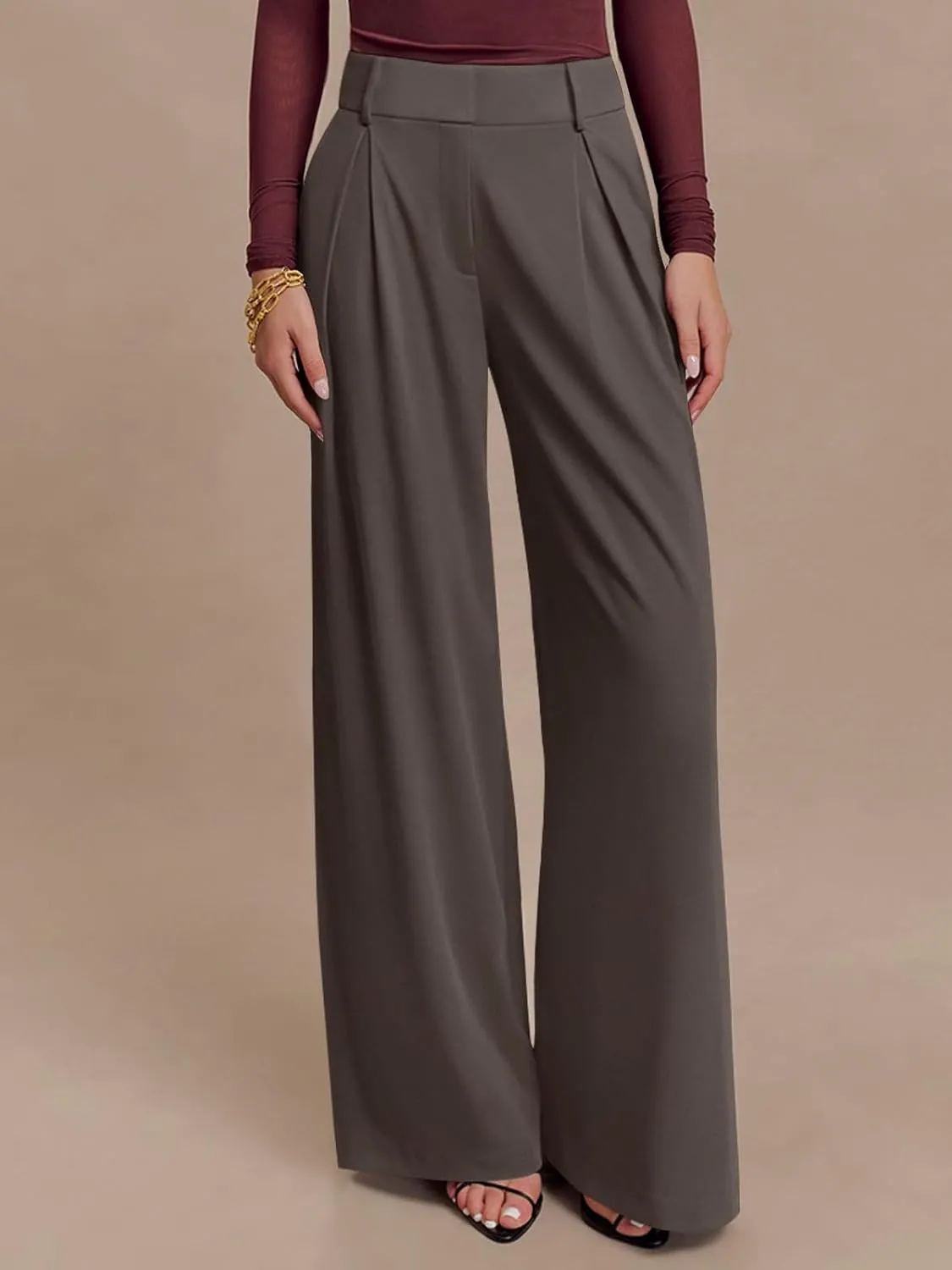 NIMIN High Waisted Dressy Pants for Women Straight Leg Business Casual Work Trousers Office Slacks with Pockets