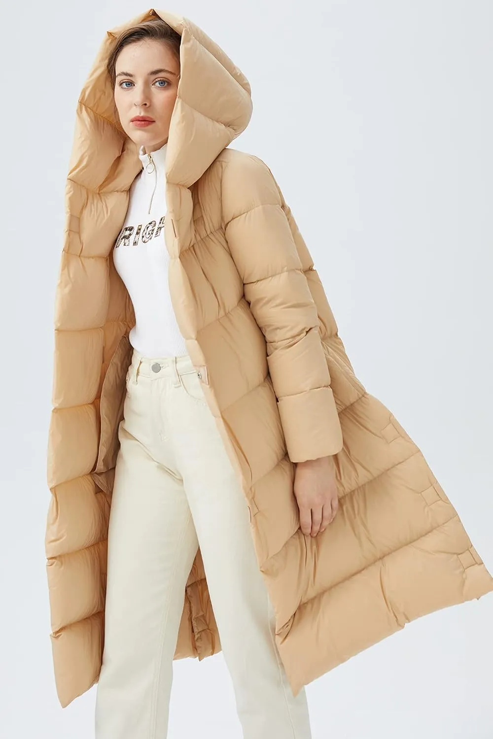 Orolay Women‘s Puffer Down Jacket Long Winter Coat with Warm Hood