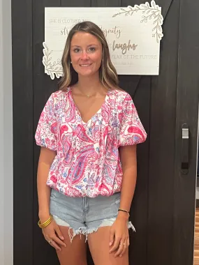 Paisley Puff Sleeve Blouse