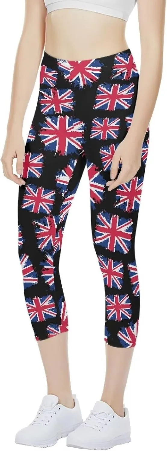 Poceacles Womens Capri Yoga Leggings, Butt Lift High Waisted Tummy Control Leggings Sports Workout Stretchy Yoga Pants