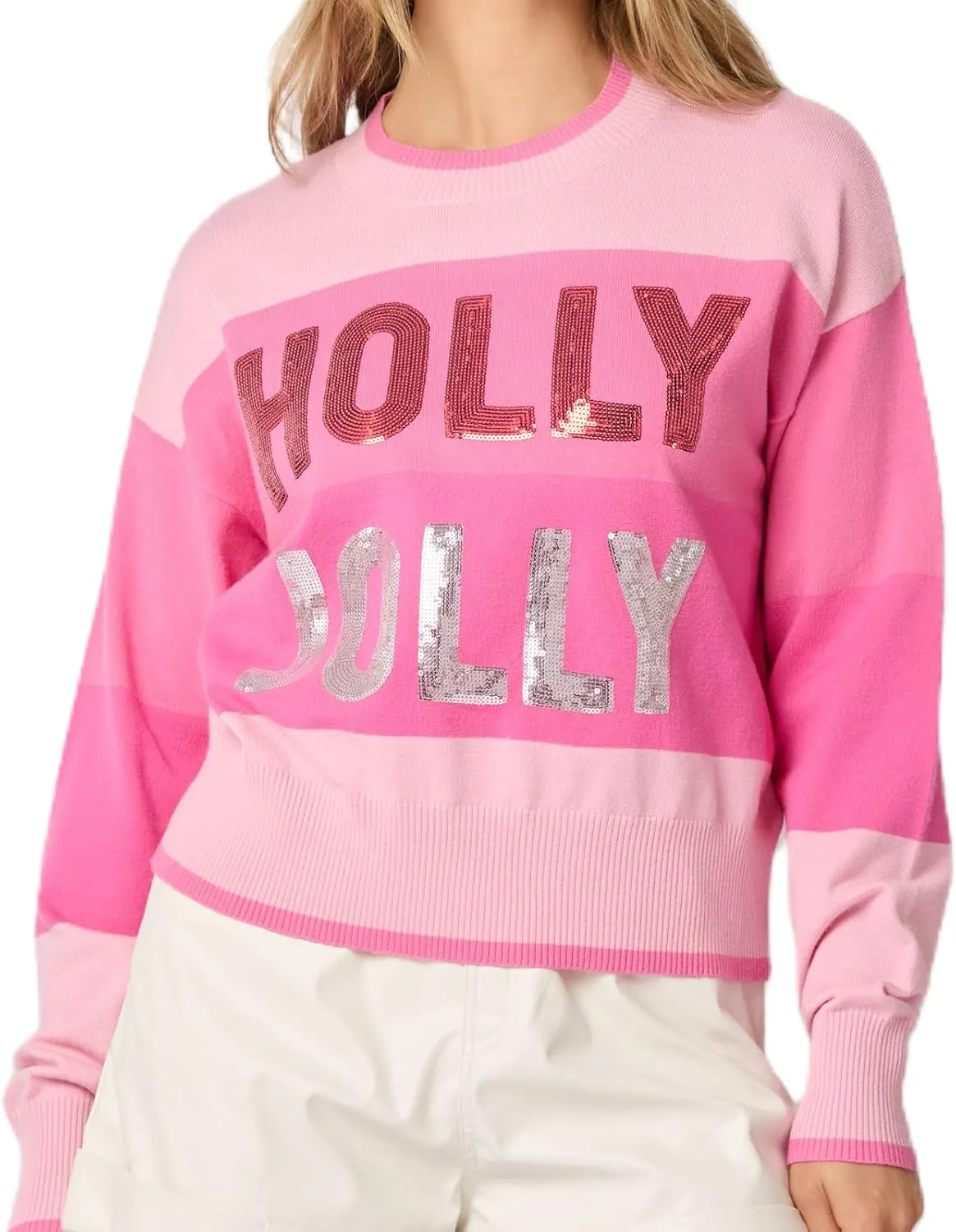 Sequin Christmas Sweater for Women Color Block Christmas Sweater Merry Holiday Knitted Pullover Tops