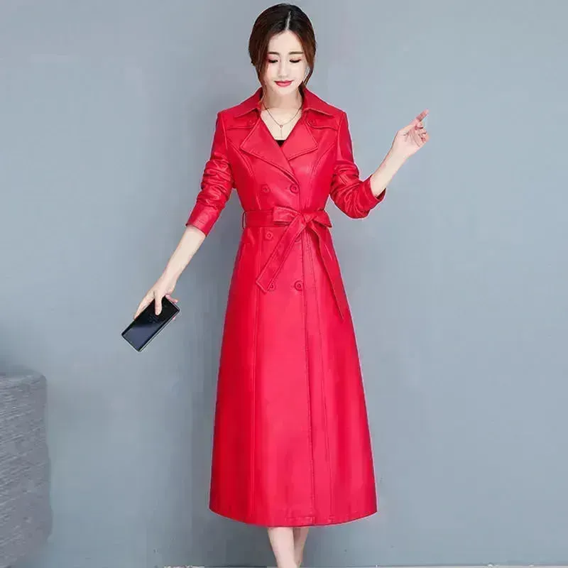 Slim fit Long Sleeve Leather Blazer Dress formal Winter dress