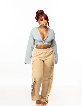 SNOB Bailey Stretchy Legging Pants-Beige