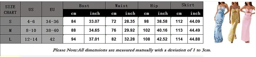 SOLILOQUY Women Strapless Maxi Dress Sexy Bow Tie Back Cut Out Front Patchwork Floral Print Maxi Skirt Beach Vacation