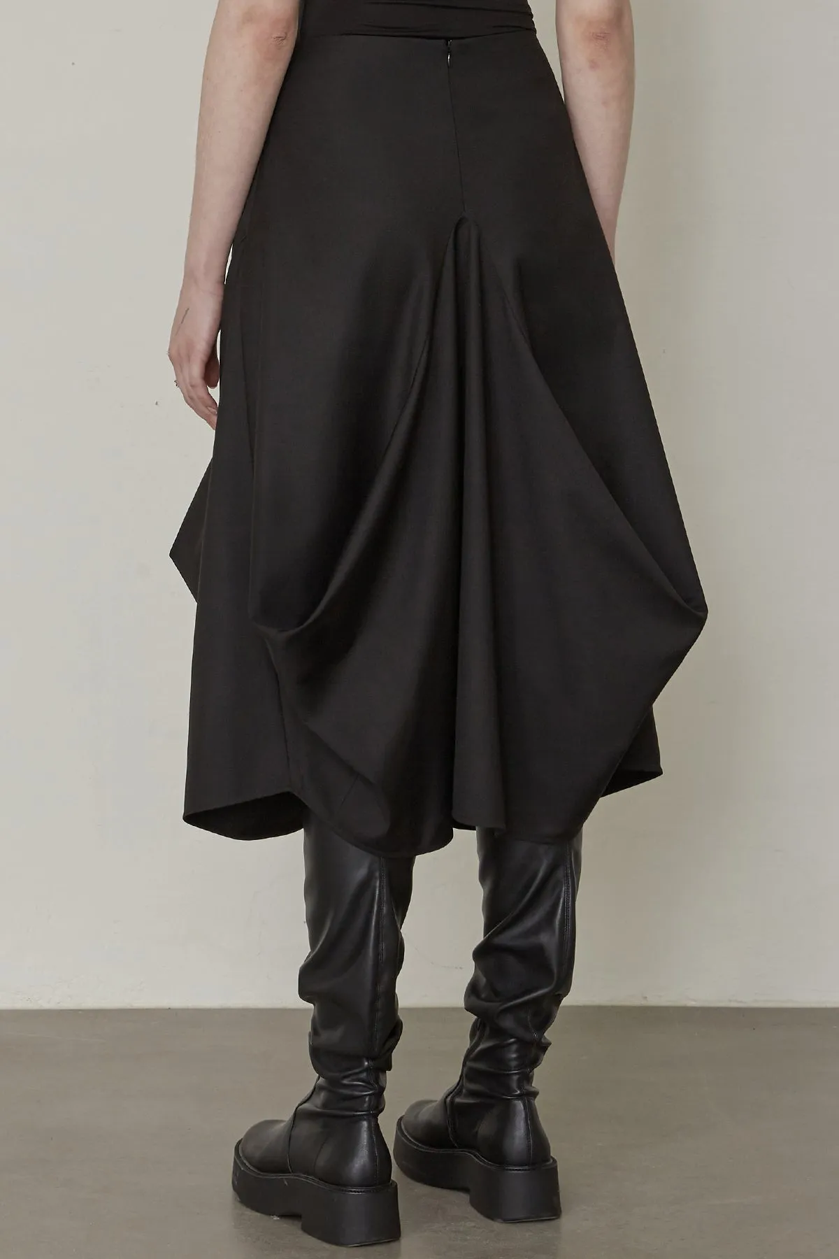 Structured draping midi skirt