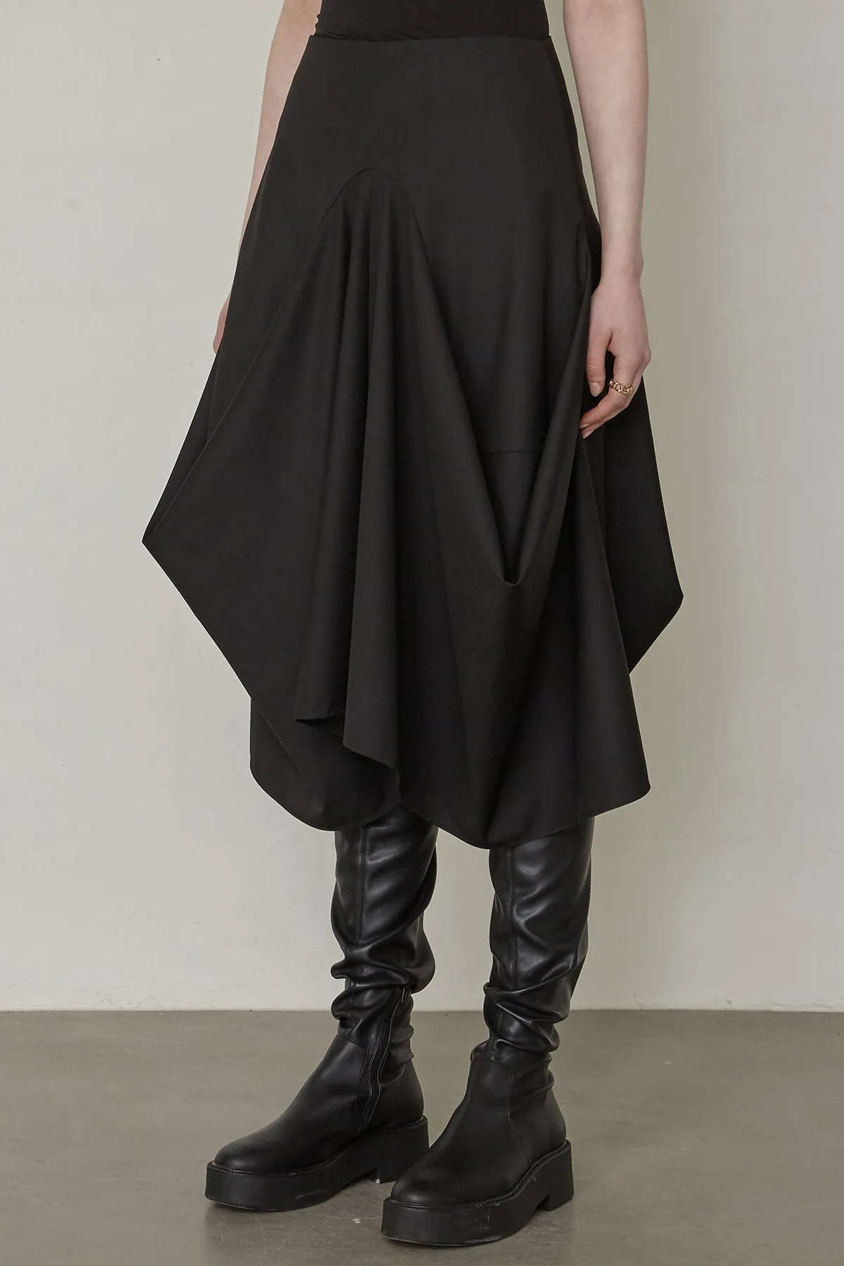 Structured draping midi skirt