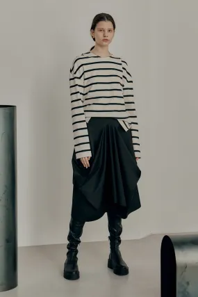 Structured draping midi skirt