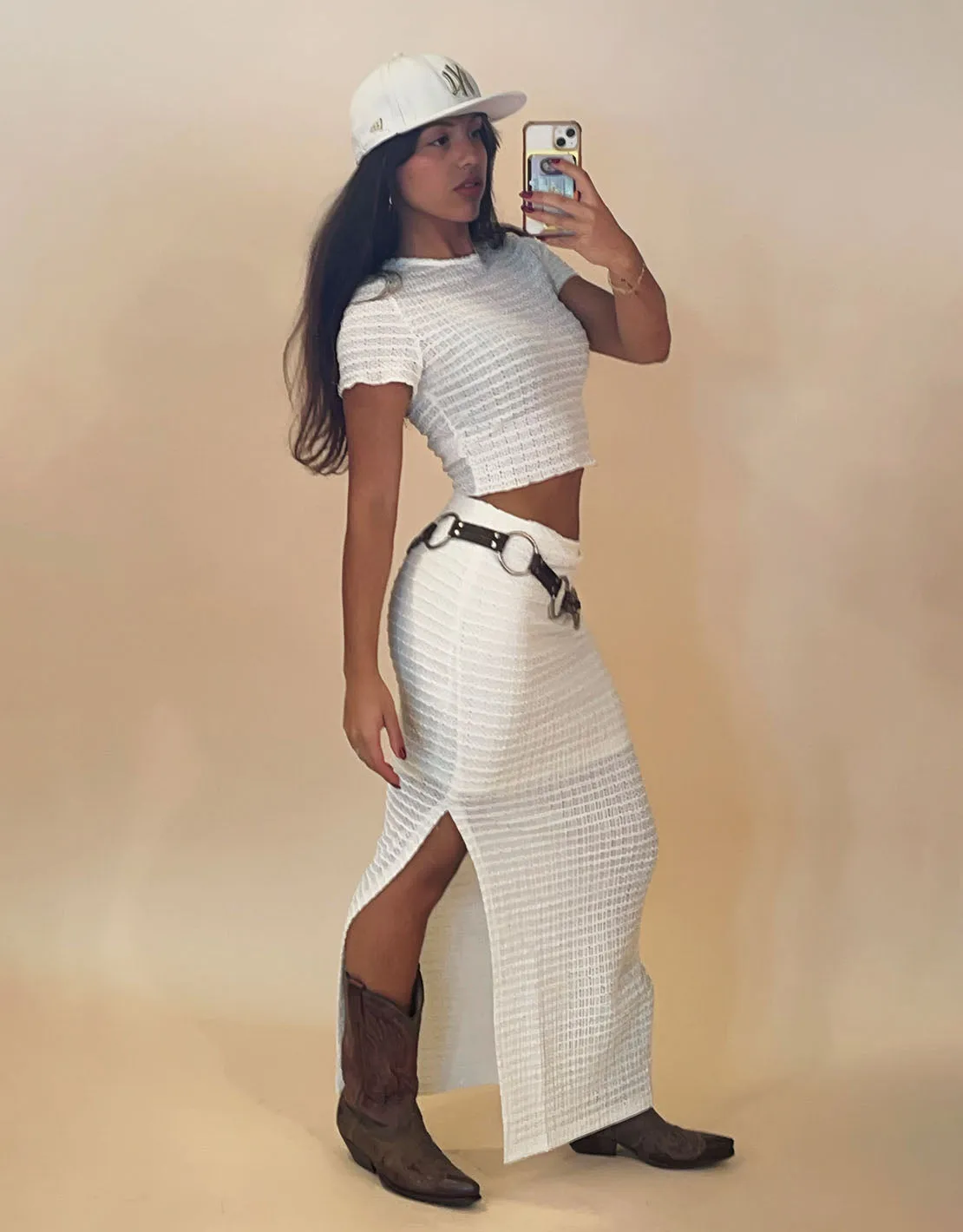 Structured print crop top