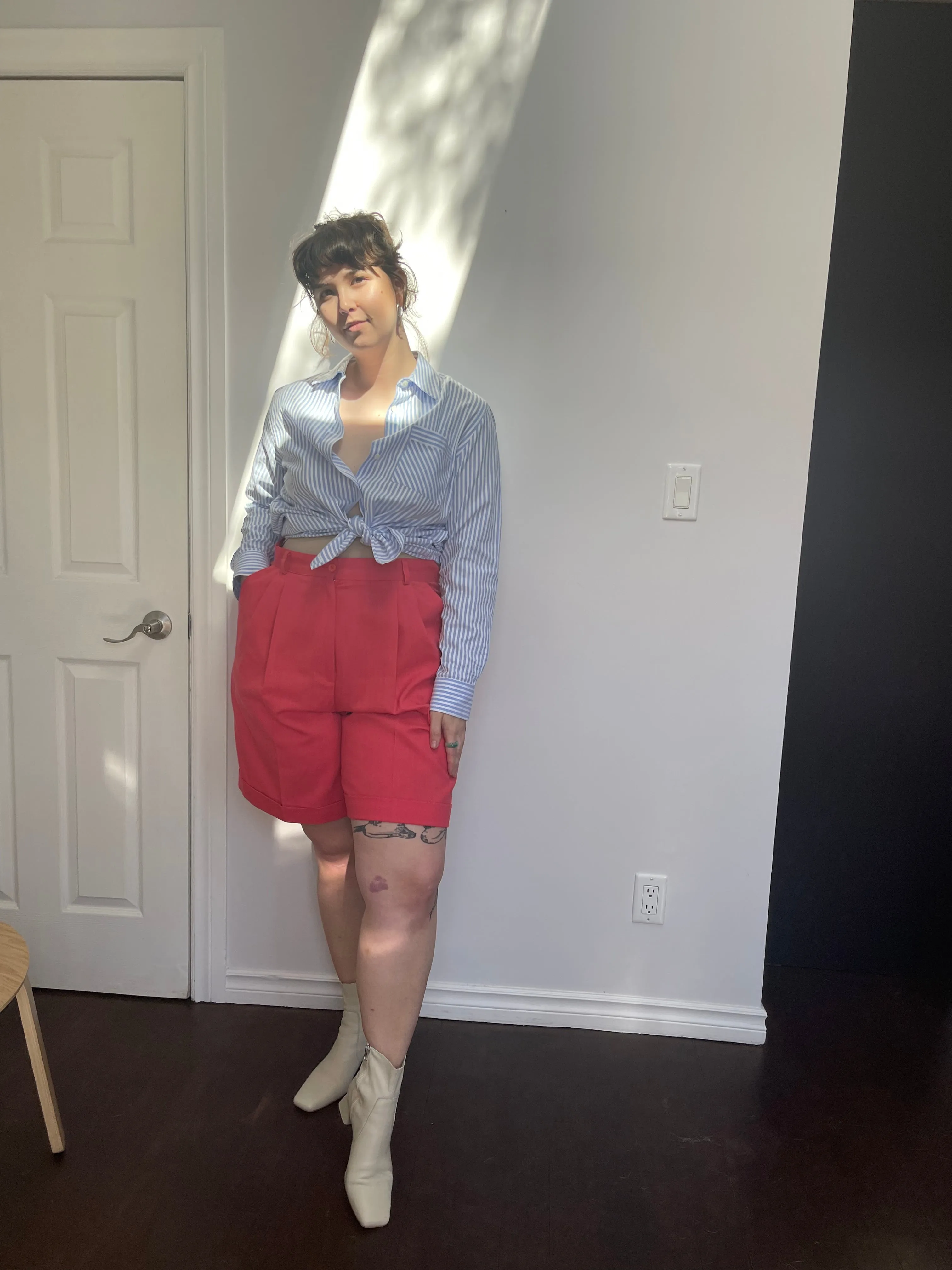 Structured Strawberry High-Rise Shorts - 37