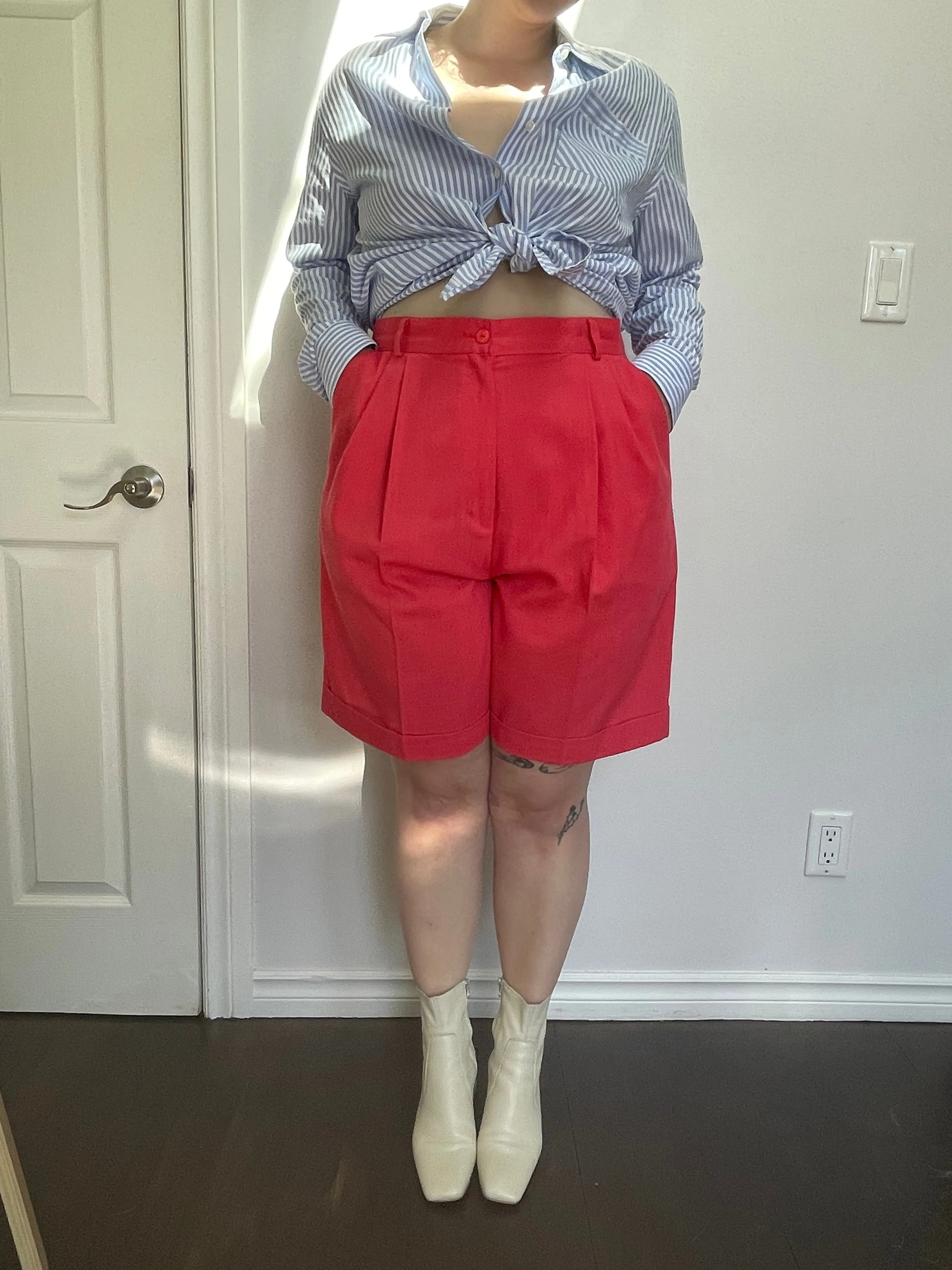 Structured Strawberry High-Rise Shorts - 37