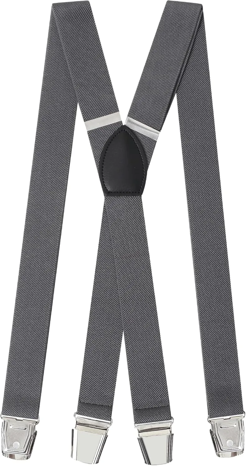 Suspender Braces - Classic Elastic Mens Dress Suspenders w/Adjustable Straps - Luxury Clip On Suspenders for Men